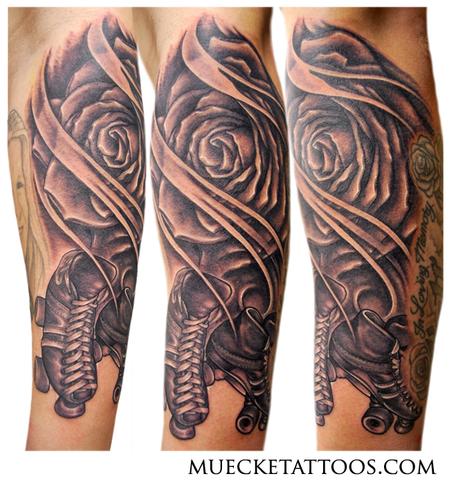 Tattoos - Roller Skates and Rose Tattoo - 74328